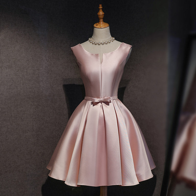 Pink Satin Short Party Dress