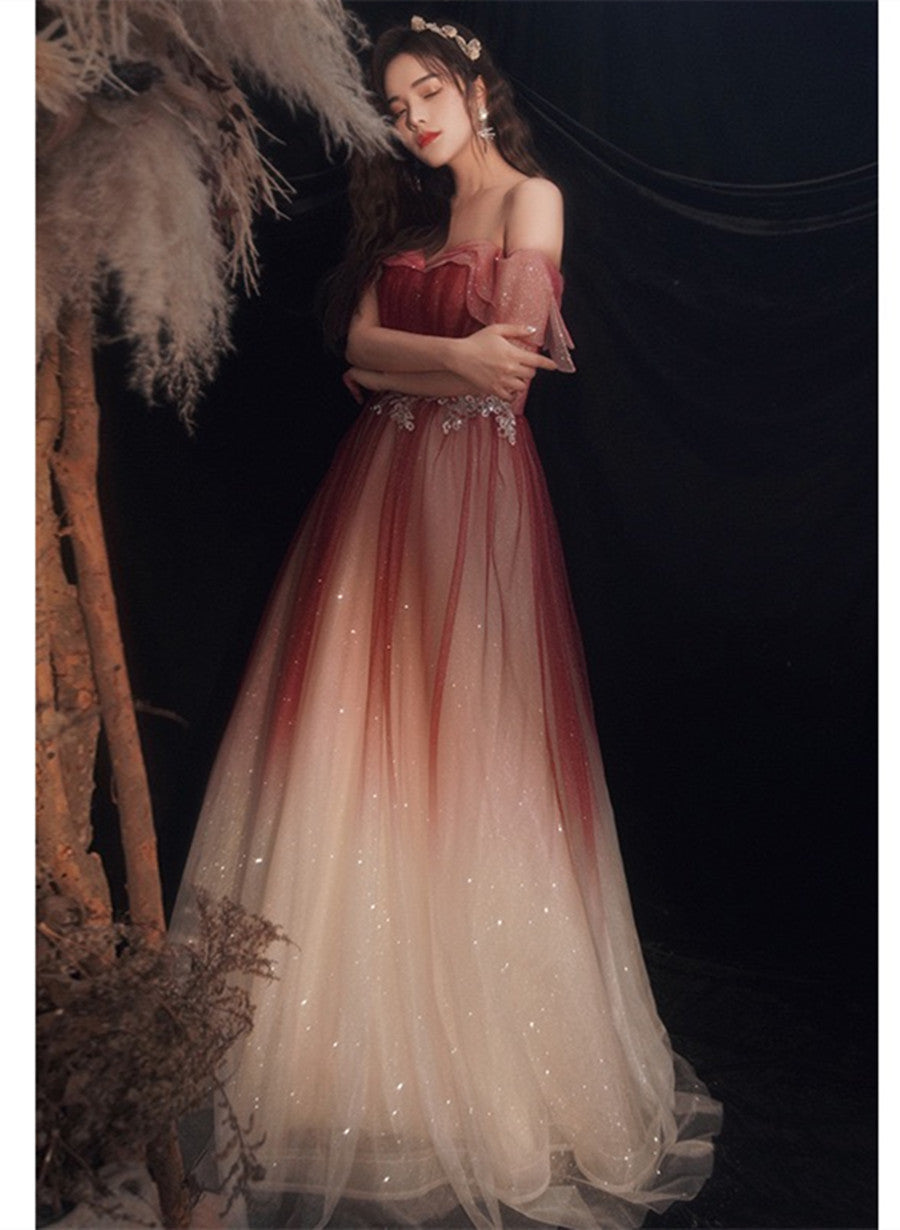 Lovely Off Shoulder Gradient Long Formal Dress