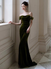 Green Mermaid Sweetheart Off Shoulder Formal Dress