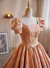 Beautiful Ball Gown Short Sleeves Long Party Dress