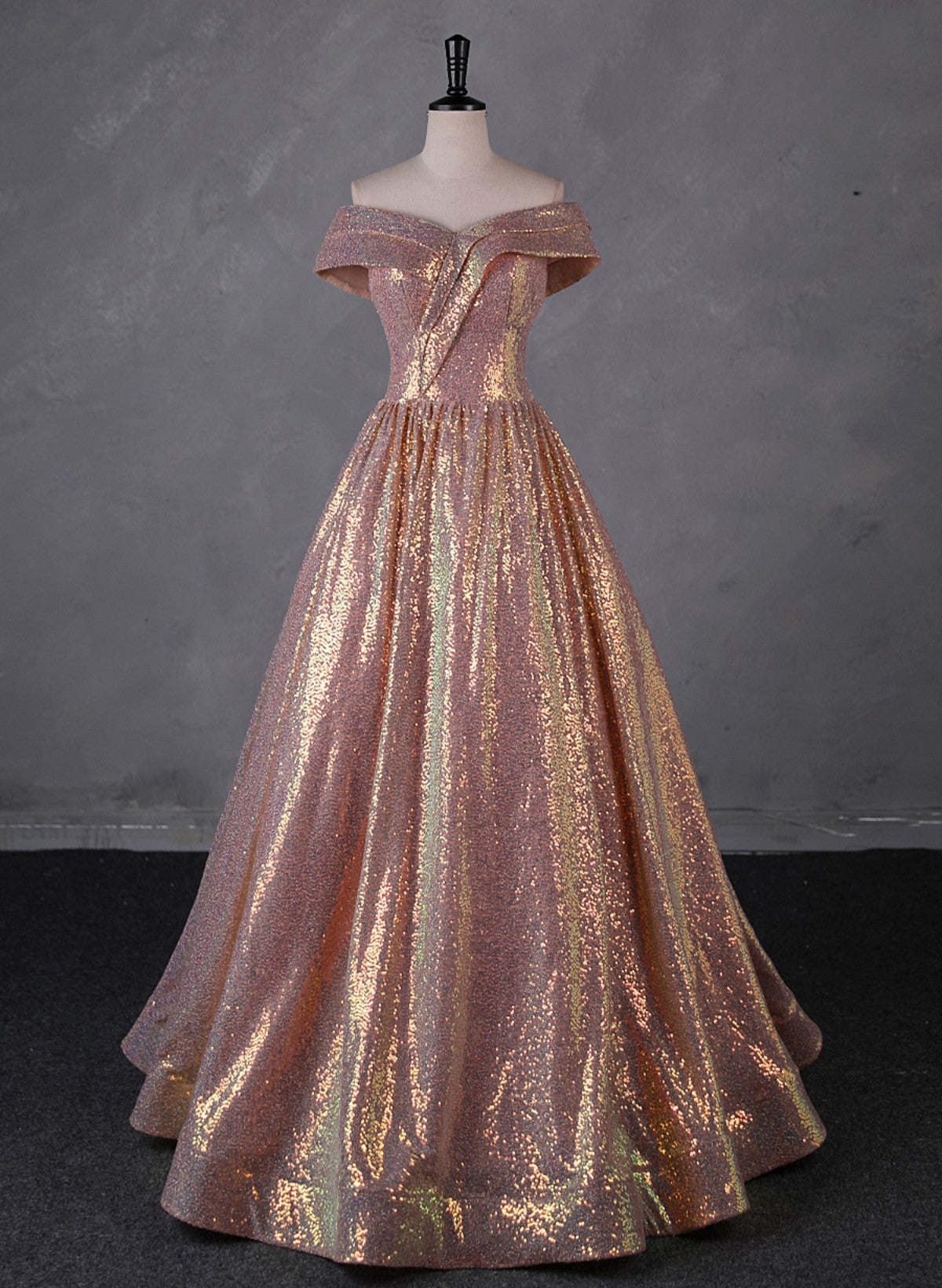 Charming Rose Gold Sequins Long Party Dress