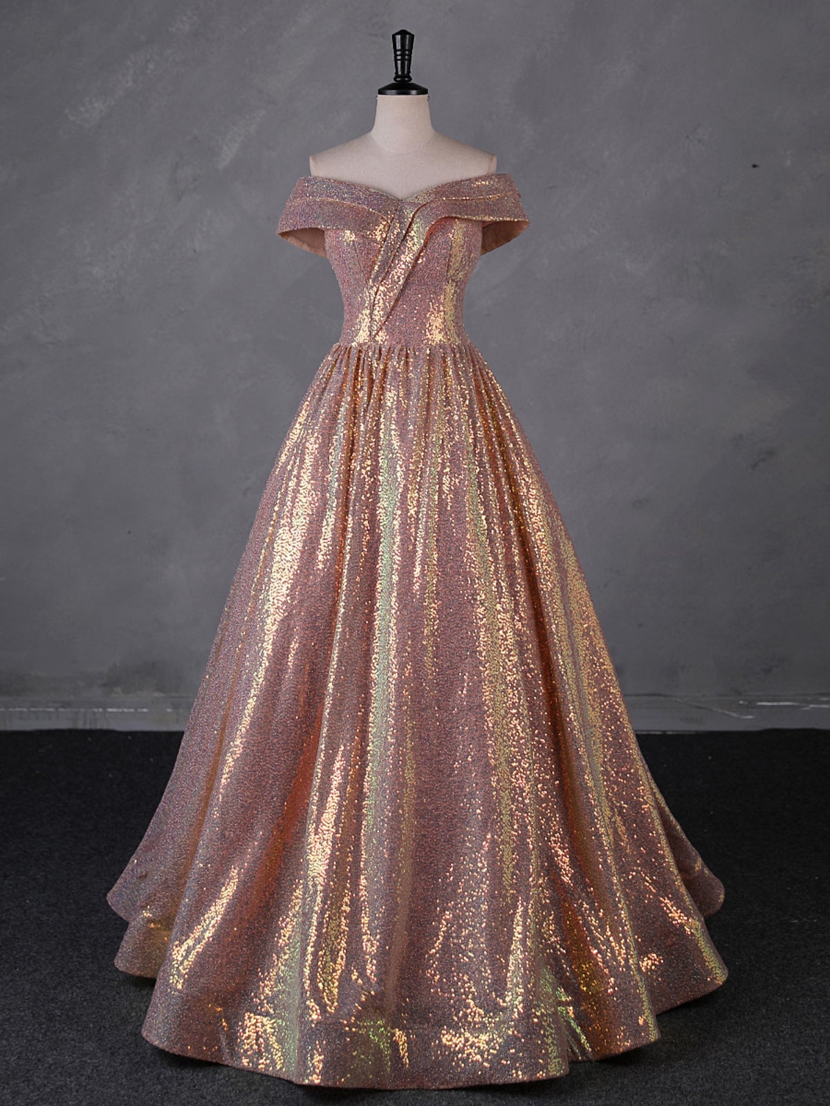 Charming Rose Gold Sequins Long Party Dress