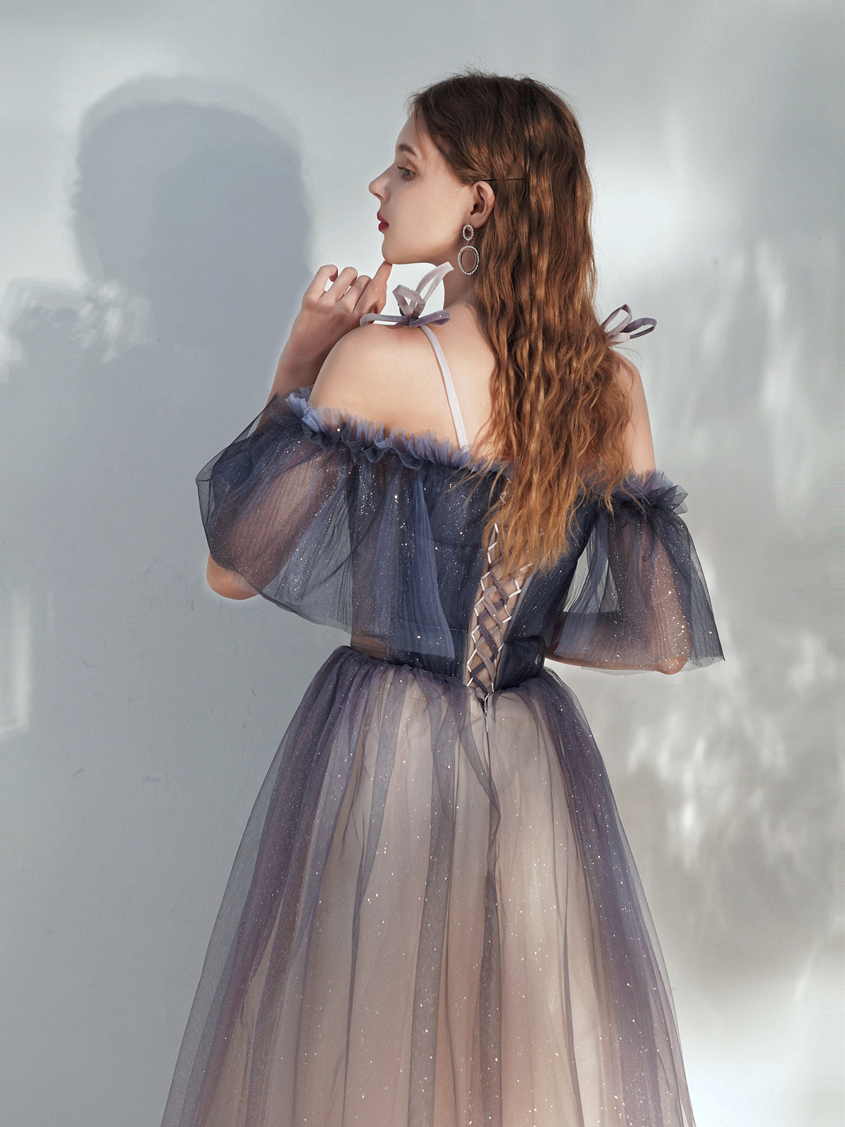 Beautiful Gradient Tulle Off Shoulder with Butterflies