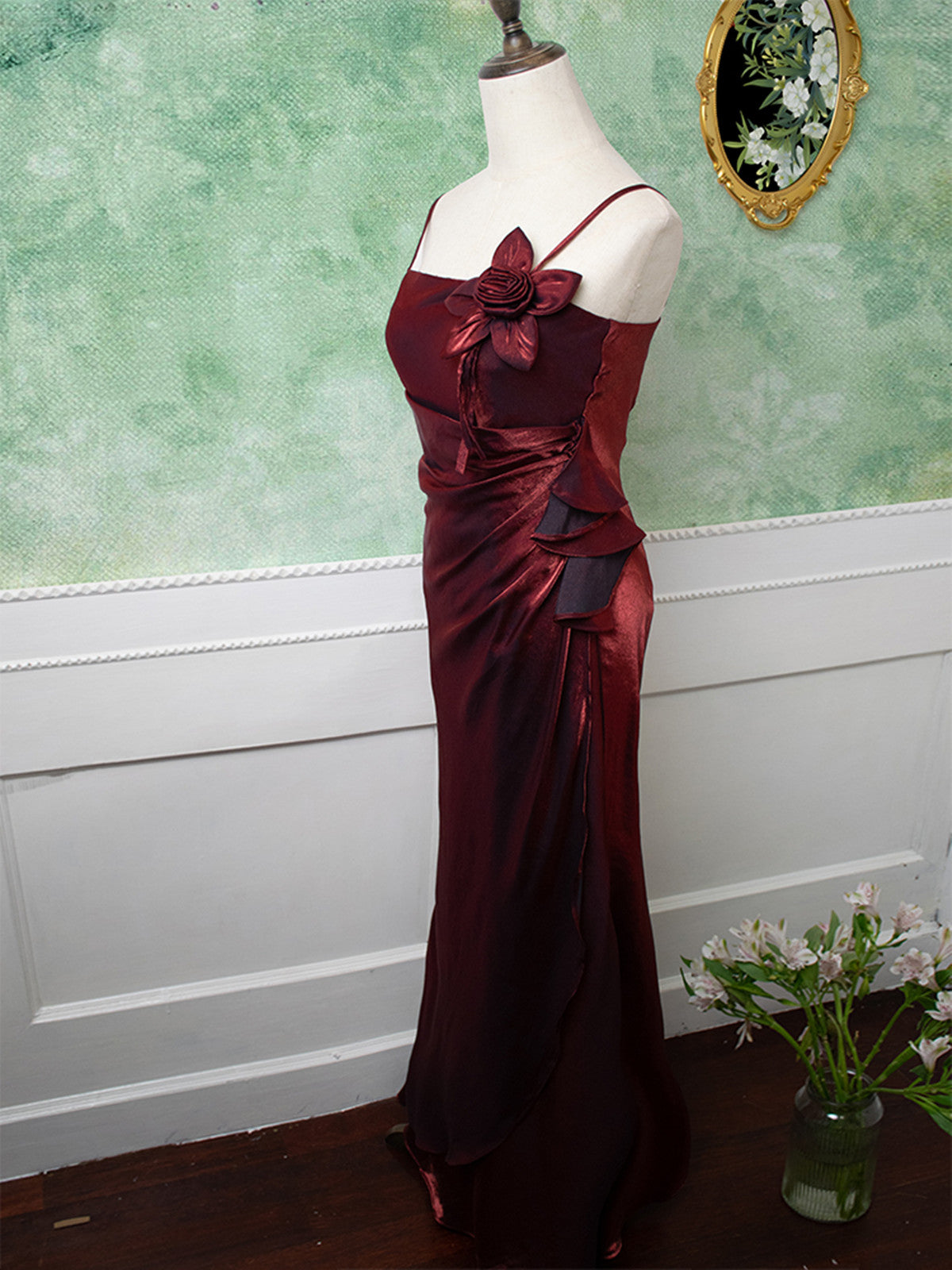 Beautiful Wine Red Straps Long Prom Dress
