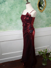 Beautiful Wine Red Straps Long Prom Dress