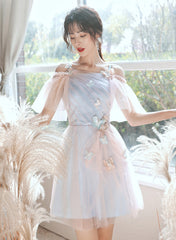 A-line Lovely Pink and Blue Short Tulle Party Dress