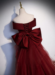 Wine Red Mermaid Off Shouler Evening Dress