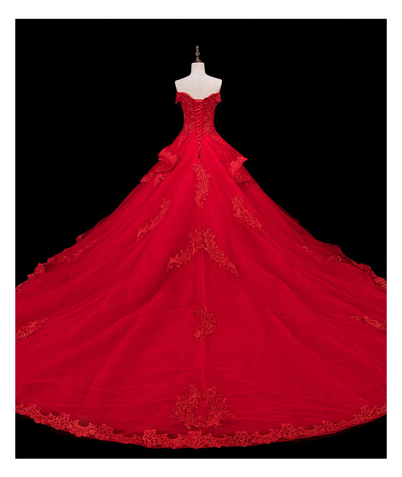 Red Lace and Tulle Gorgeous Off Shoulder Princess Sweet 16 Dress
