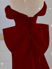 Wine Red Mermaid Long Party Dress with Bow