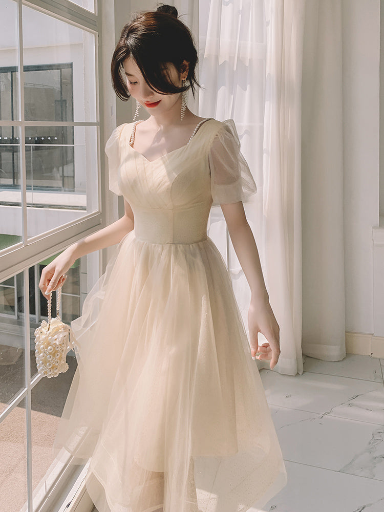 Light Champagne Short Homecoming Dress
