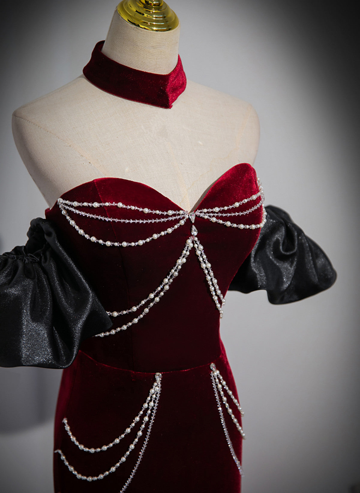 Beauiful Wine Red Off Shoulder Mermaid Long Prom Dress