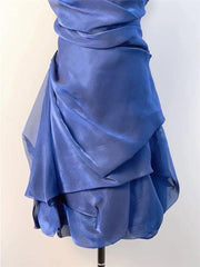 Blue Short Halter Homecoming Dress Party Dress