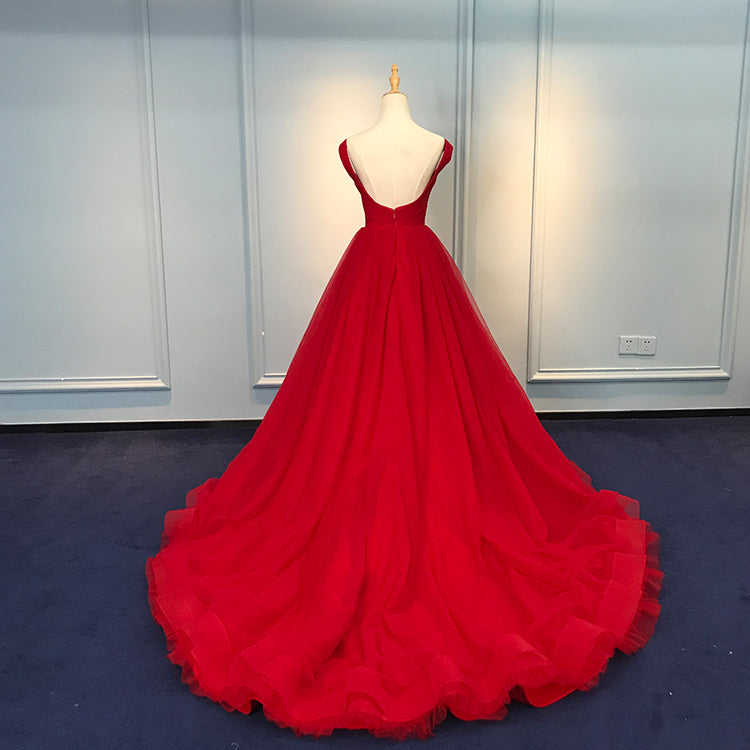 Red Sweetheart Straps Long Ball Gown Evening Dress