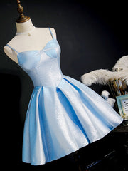 Light Blue Satin Sweetheart Homecoming Dress