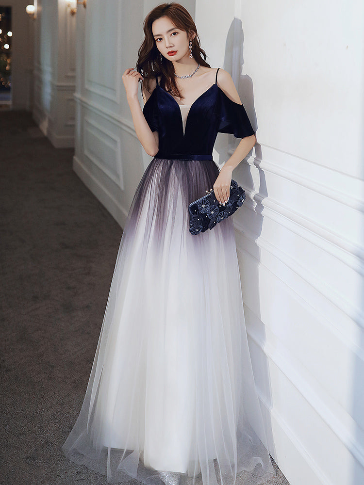 Lindos y sencillos vestidos de fiesta largos con escote en V 