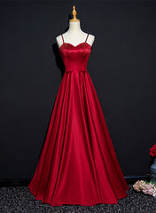 Wine Red Satin Beaded Sweetheart Party Dress