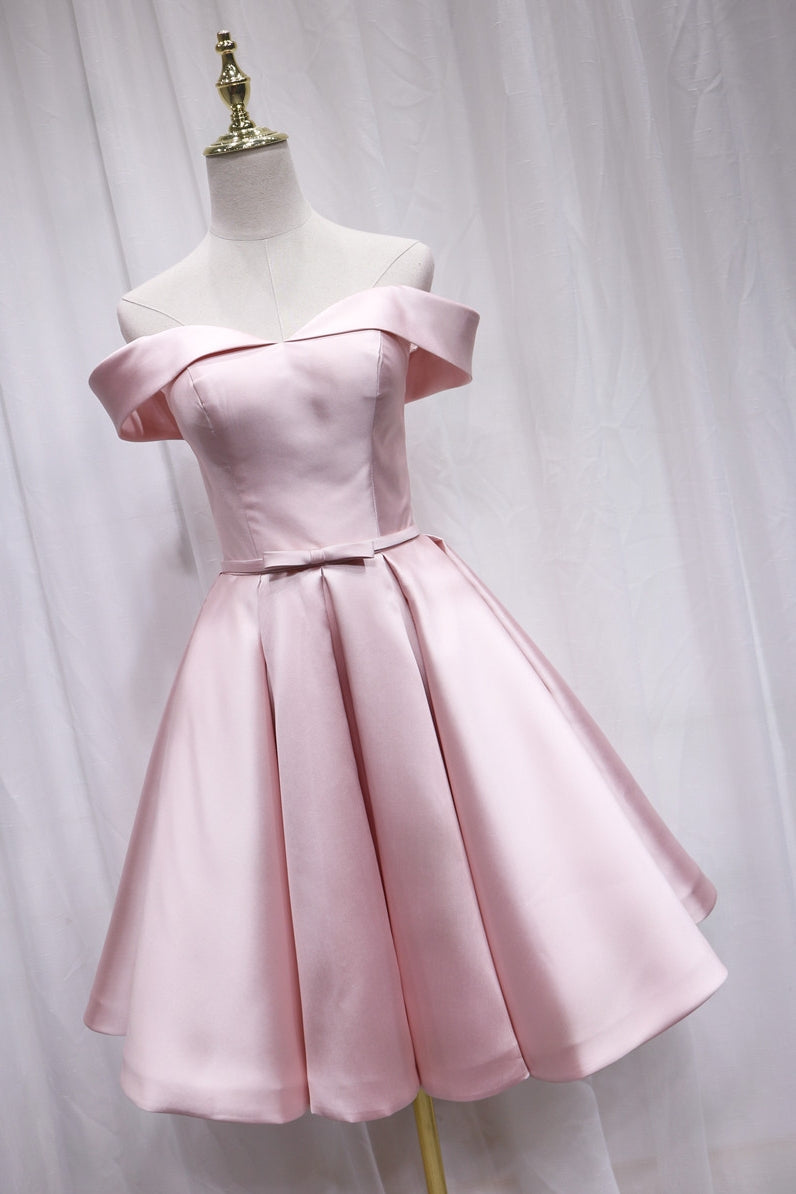 Pink Off Shoulder Bridesmaid Dress