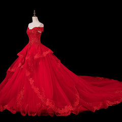 Red Lace and Tulle Gorgeous Off Shoulder Princess Sweet 16 Dress