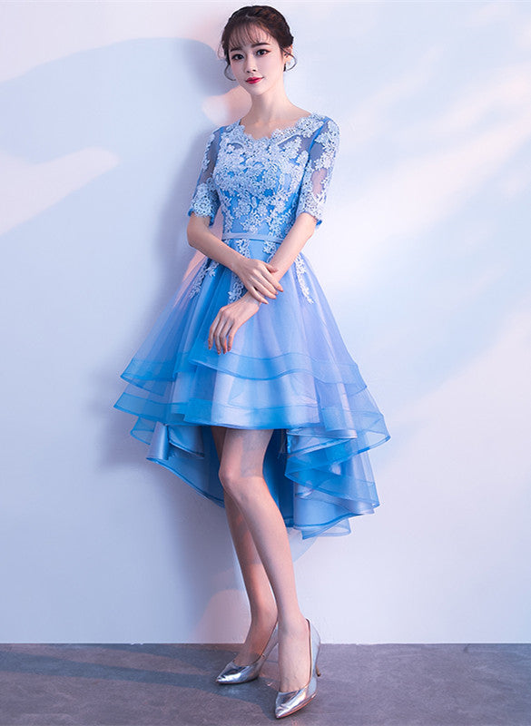 Blue High Low Tulle Party Dress