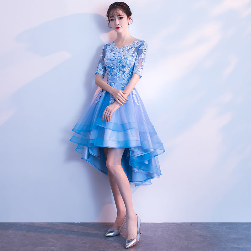 Blue High Low Tulle Party Dress