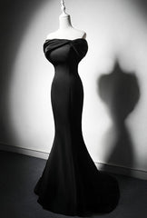 Black Mermaid Satin Off Shoulder Evening Dress