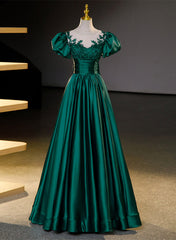 Vestido de fiesta de satén verde oscuro para dulces 16 