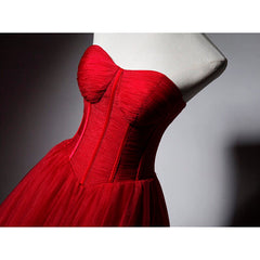 Red Sweetheart Tulle Ball Gown Floor Length Formal Dress