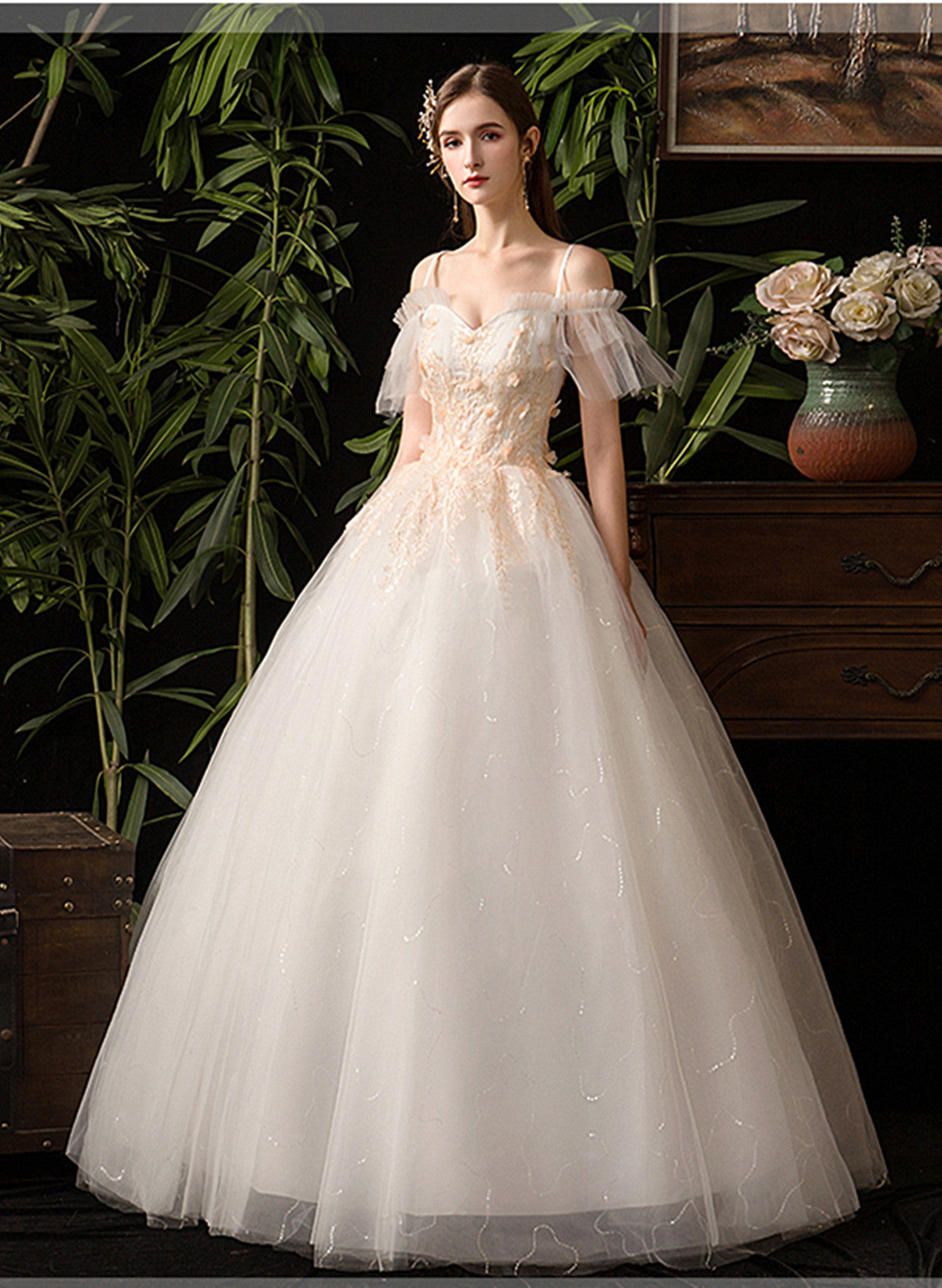 Lovely White Tulle with Lace Off Shoulder Party Dress