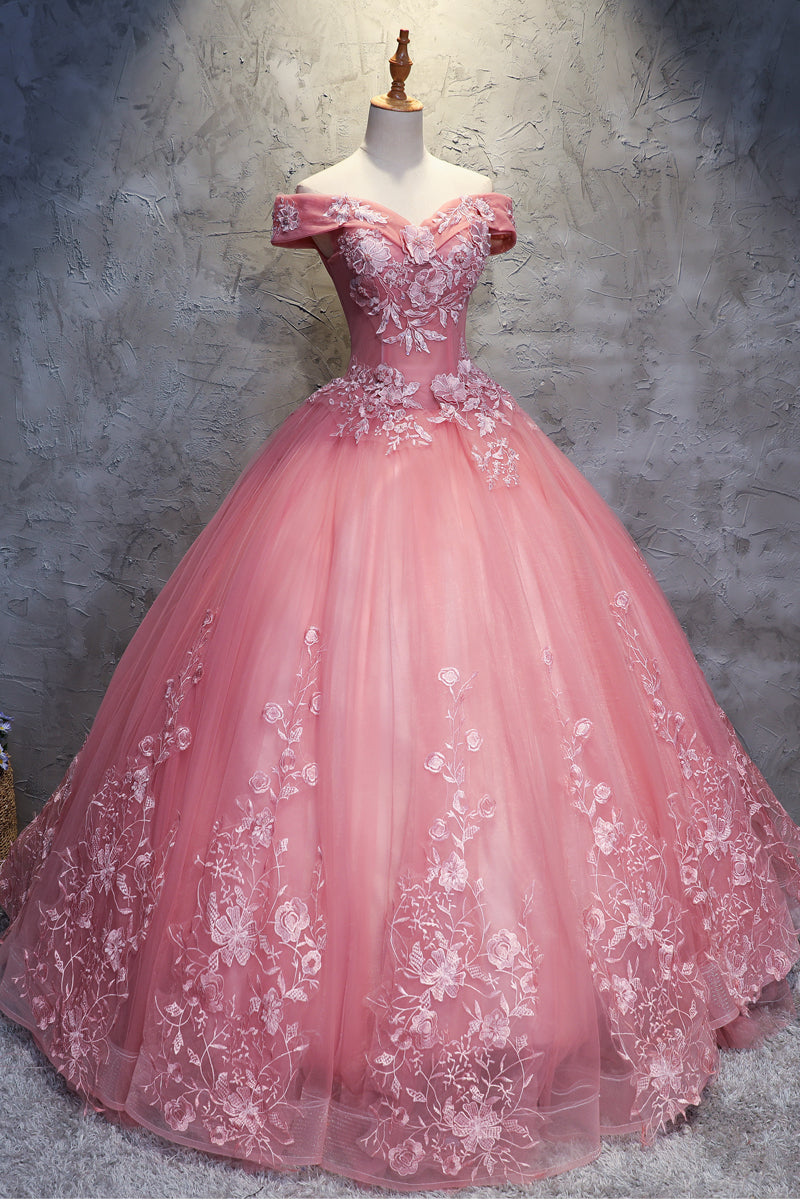 Charming Ball Gown Off-The-Shoulder Tulle Sweet 16 Dress