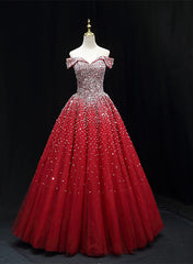 Shiny Red Sequins Pretty Long Formal Dress
