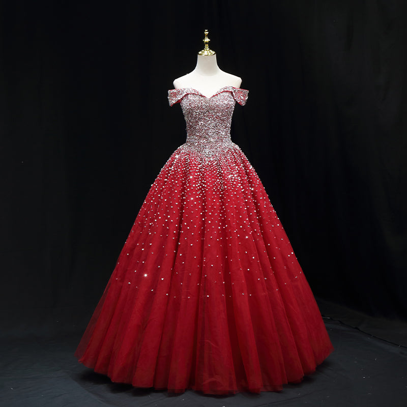 Shiny Red Sequins Pretty Long Formal Dress