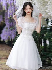 Cute Short Tulle Party Dress with Beadings