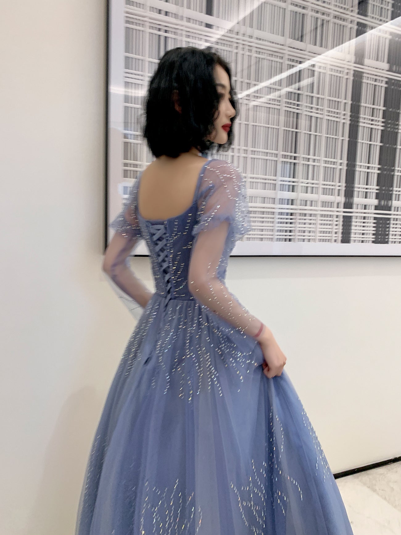 BlueTulle Long Beautiful Prom Dress Party Dress