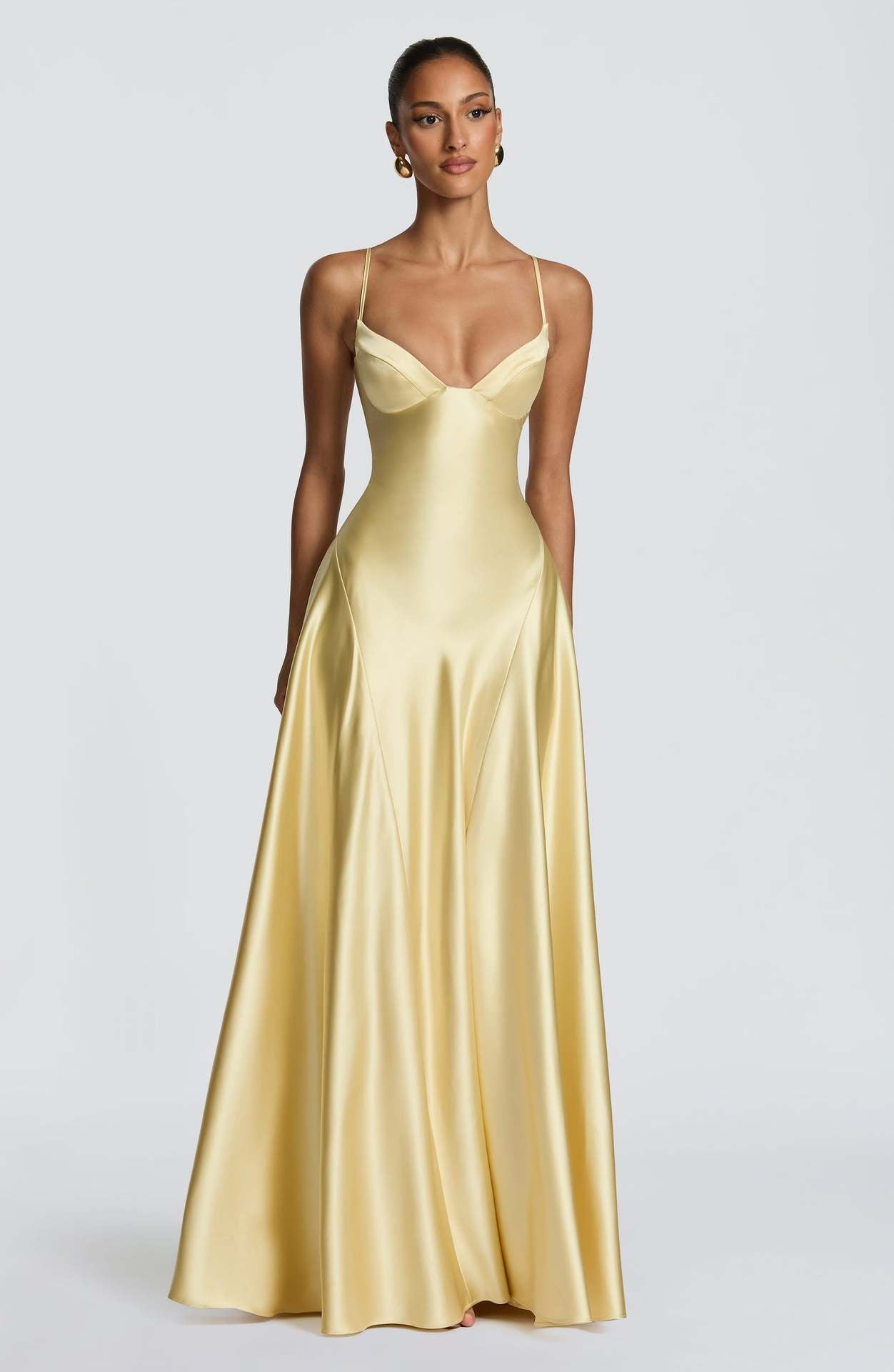 Lovely Purple Satin and Tulle Straps Long Party Dress