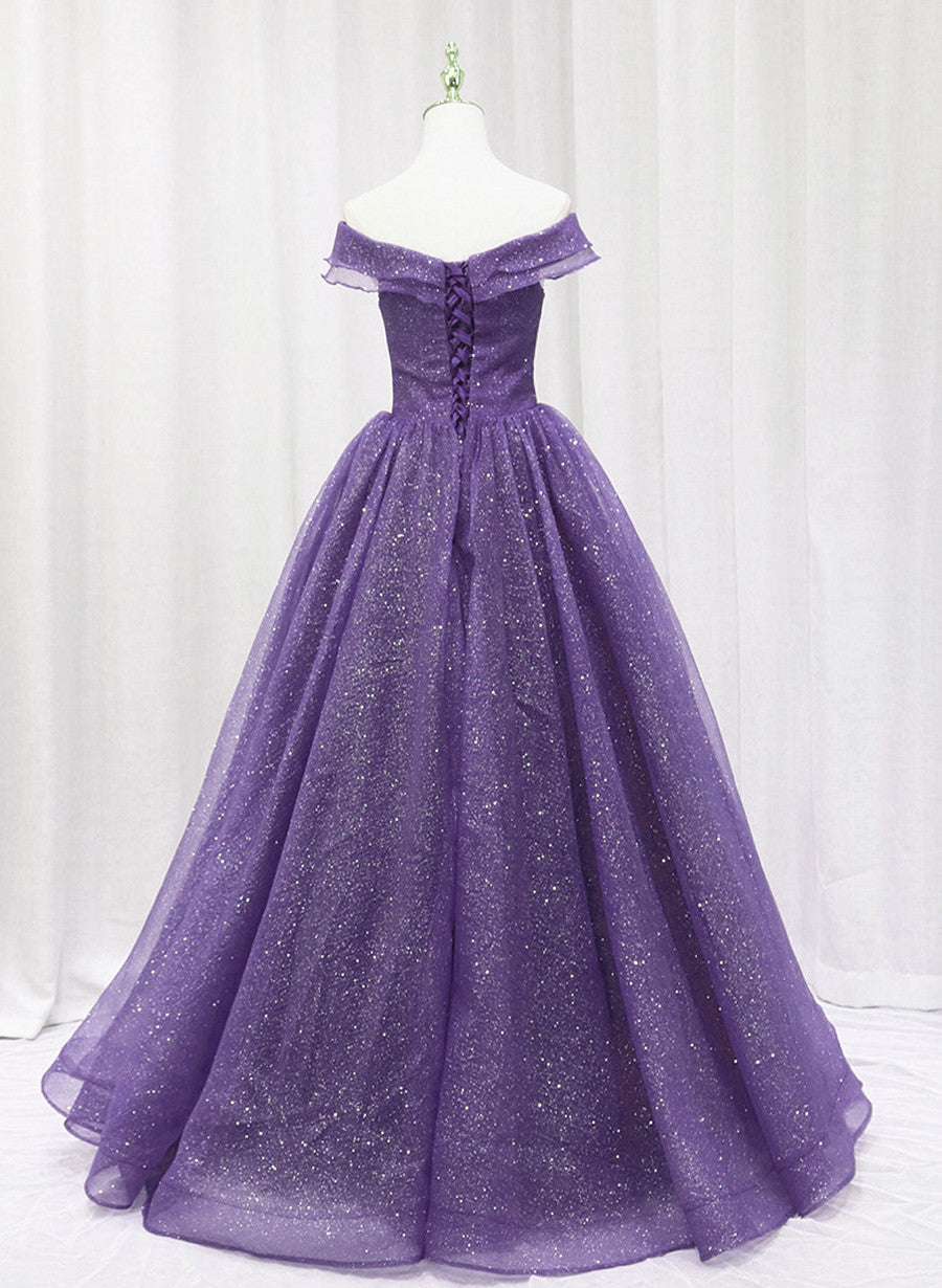 Vestido de fiesta largo de tul morado con escote en forma de corazón y vestido formal 