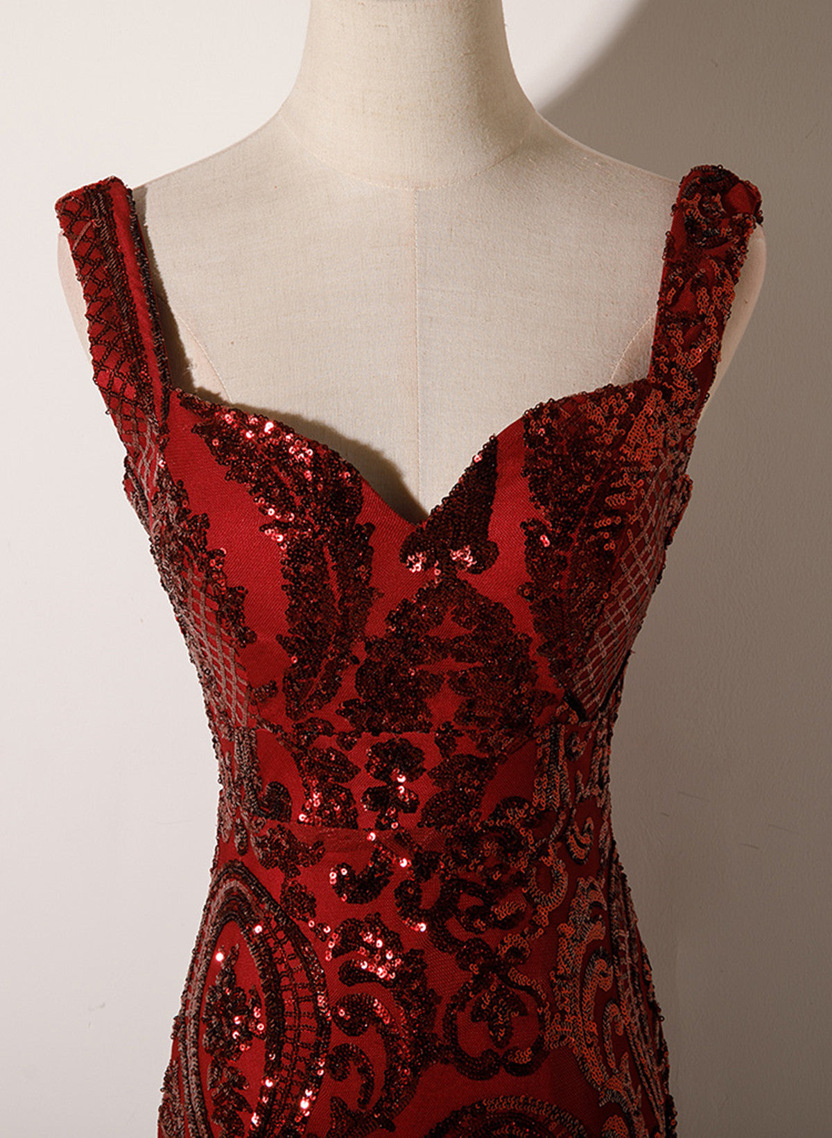 Wine Red Straps Sweetheart Mermaid Long Party Dress