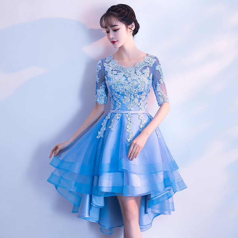Blue High Low Tulle Party Dress