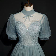 High Quality Beaded Short Sleeves Formal Dress