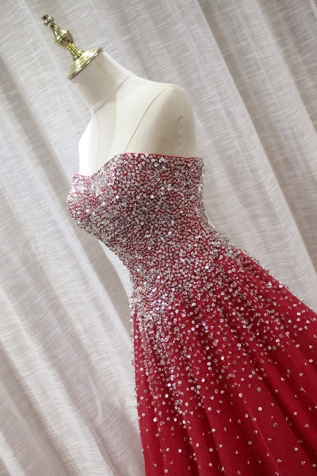Vestido de fiesta rojo brillante 
