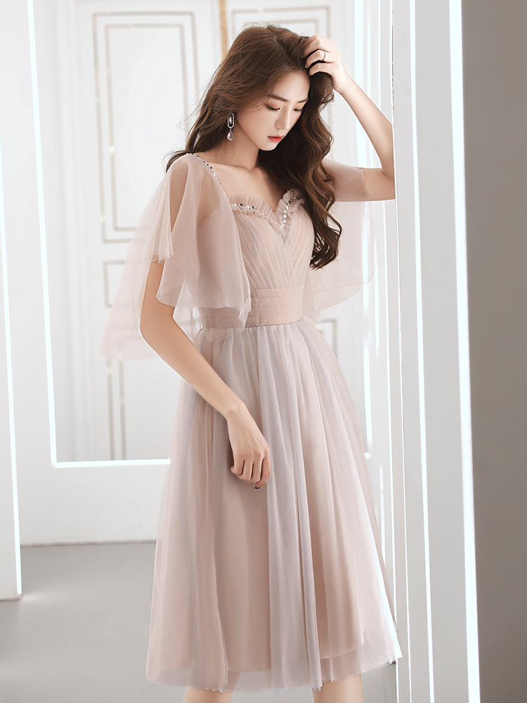 Pink Tulle Off Shoulder Short Party Dress