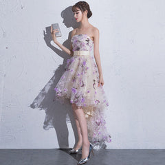 Beautiful Flowers Tulle High Low Scoop Party Dress