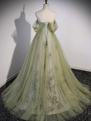 Light Green Sweetheart Tulle Beaded Party Dress