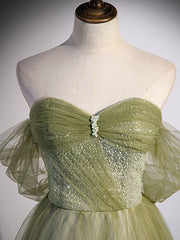 Light Green Sweetheart Tulle Beaded Party Dress