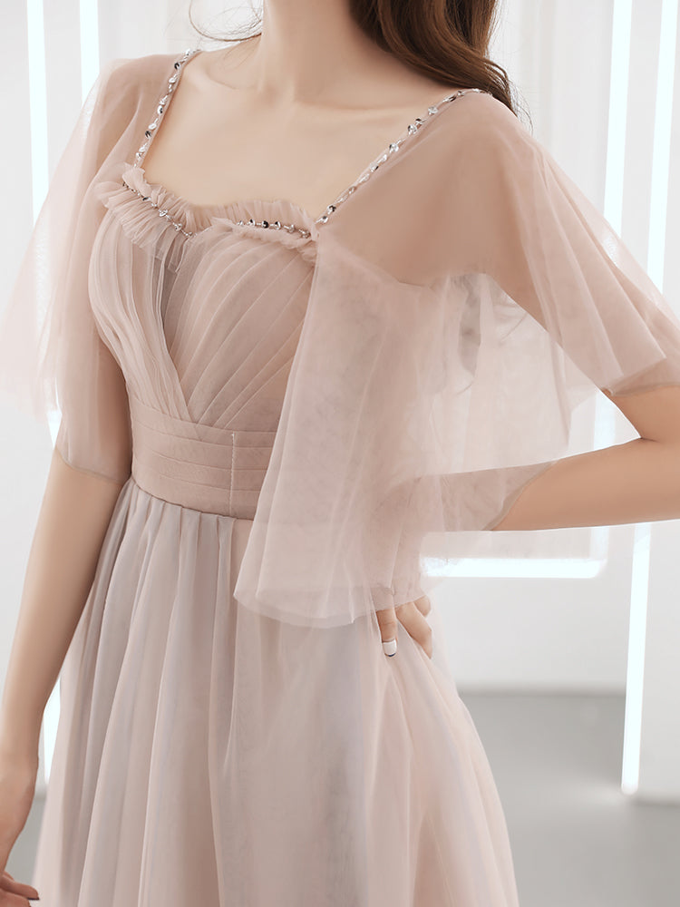 Pink Tulle Off Shoulder Short Party Dress