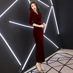 Elegante vestido de fiesta de boda de corte sirena y largo hasta la rodilla 