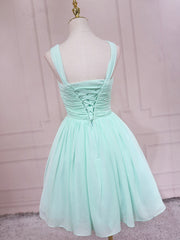 Vestido corto de gasa verde menta para fiesta de boda 