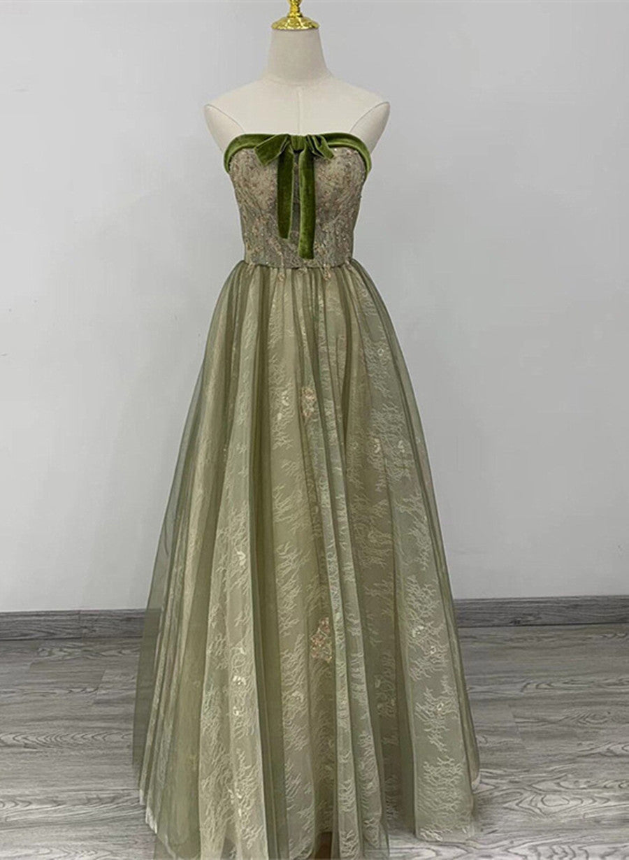 Light Green A-line Sweetheart Long Formal Dress
