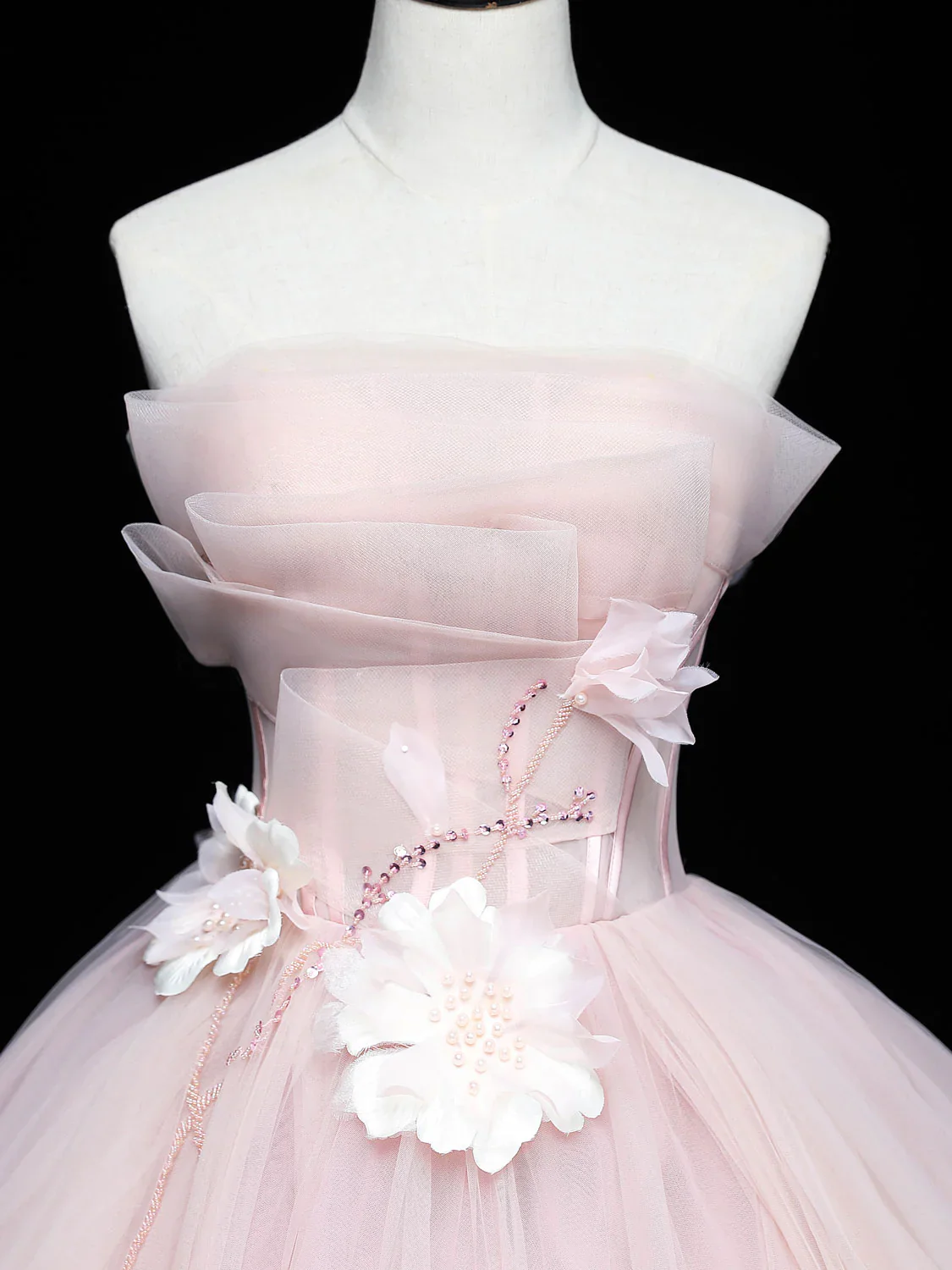 Lindo vestido de fiesta rosa de tul con flores para dulces 16 