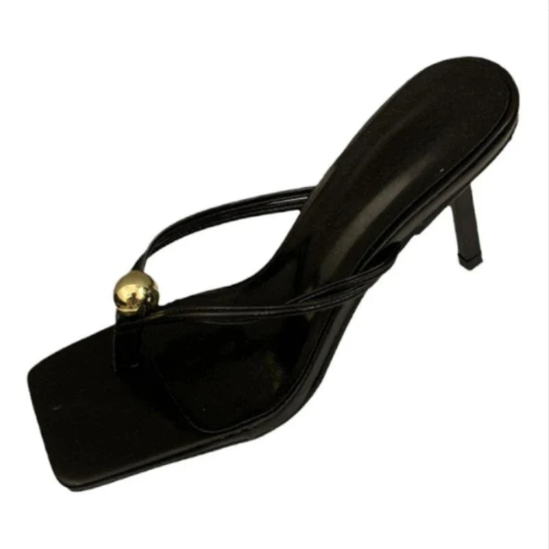 Pearl Thong Sandals Outer Wear Elegant High Heels Stiletto Sandals