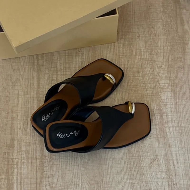 Platform Wedges Heel Clip Toe Slippers Concise Style Slides